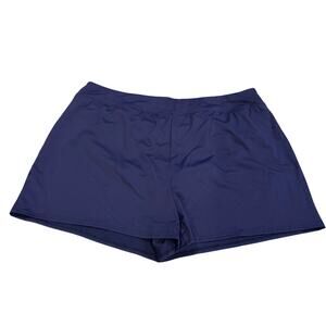 Lands End Women Navy Blue  Swim Suit Shorts Attached Brief Pockets Plus Size 18W
